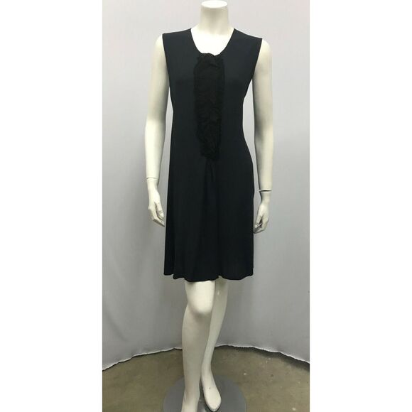 Marina Avraam Dress‎ Ghost Black Front Silk Ruched Detail Trim England Size 12 - Picture 1 of 7